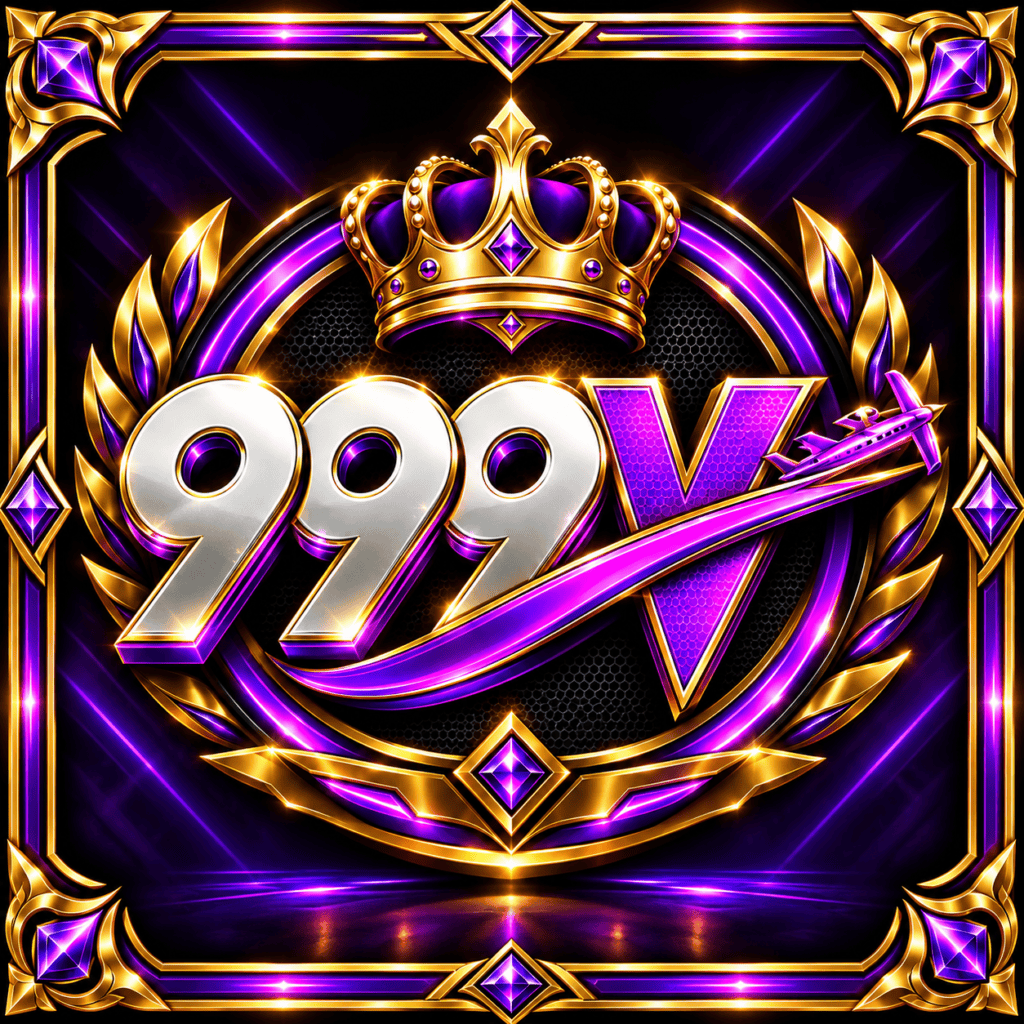 999V premium logo golden crown purple neon design