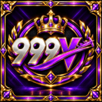 999V premium logo golden crown purple neon design