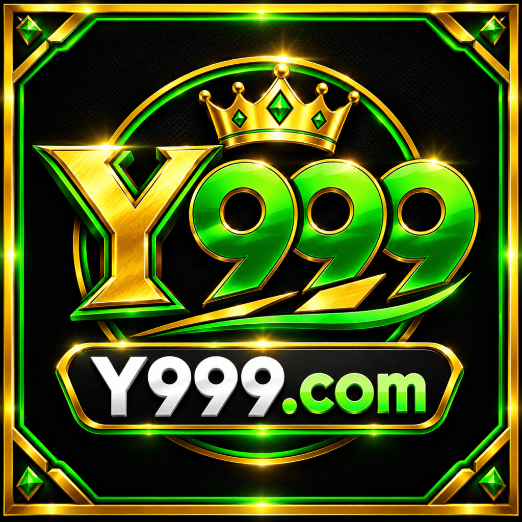 Y999 game logo green gold 3D design with Y999.com branding