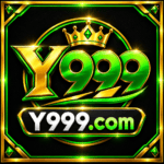 Y999 game logo green gold 3D design with Y999.com branding