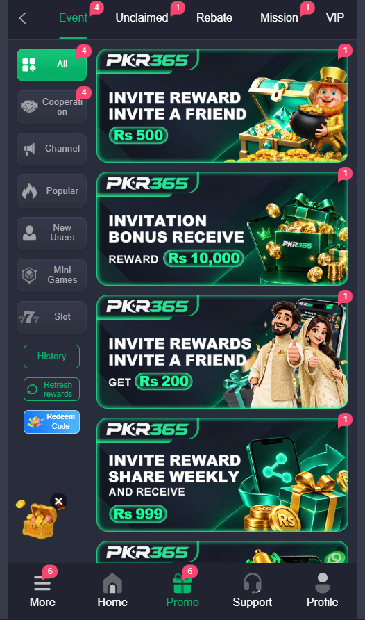 PKR365 Invite Bonus & Friend Referral Rewards